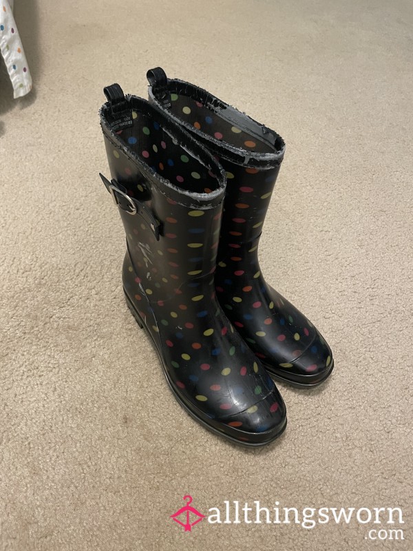24 Hour Worn Merona Polka Dot Rain Boots