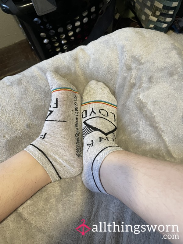 24 Hour Worn Pink Floyd Ankle Socks White