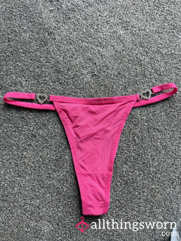 💕 24 Hour Worn Pink Heart Thong 💕