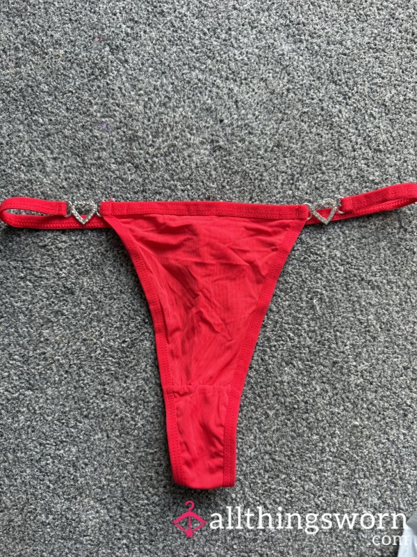 ❤️ 24 Hour Worn Red Heart Thong ❤️