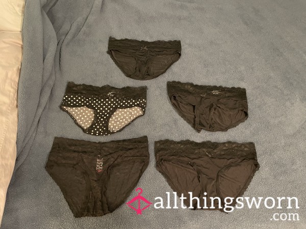 24 Hour Worn Small A**orted Black Lace Panties