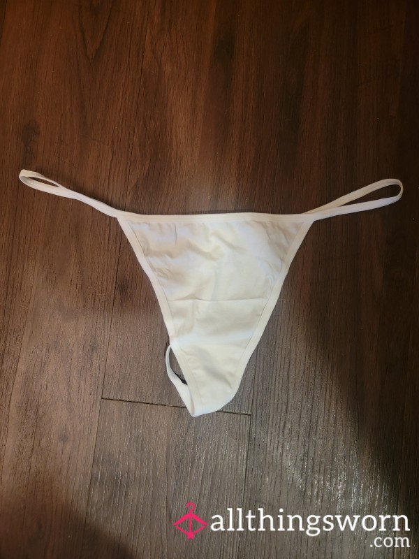 24 Hr Wear White Cotton G String