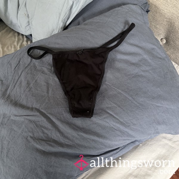 24hr Black Cotton Thong