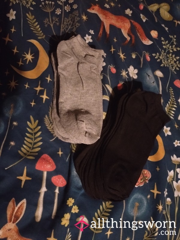 24hr Wear Grey And Black Trainer Socks Wears,