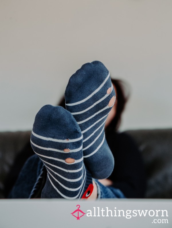 24hr Wear Striped Blue Socks