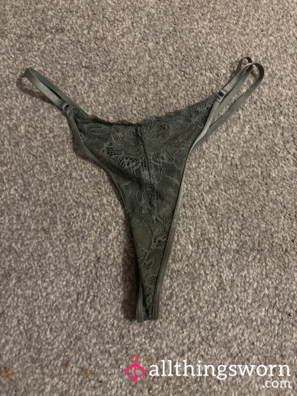 24hr Worn Green Lace Thong – Wet, Stained, Sealed Fresh