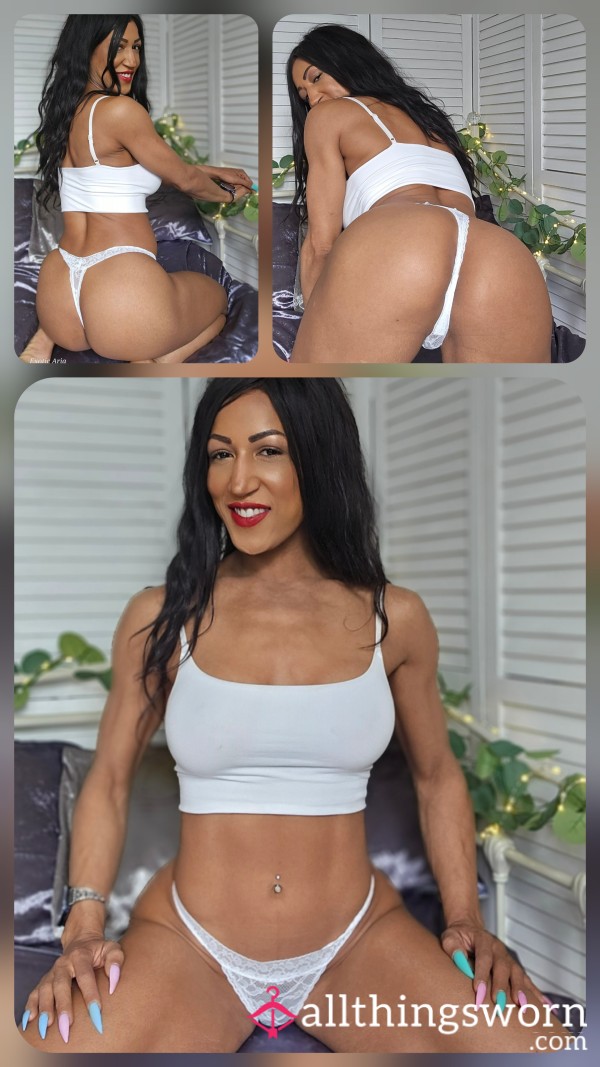 ✨️24hr Worn Juicy White Lace Thong ✨️ Free Next Day Delivery Included (UK Only)✨️