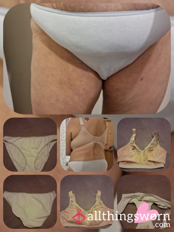 💖24hr Worn Vintage Panties & Bra Set – Well Loved & The Bra Is Now Discolored!! 💕