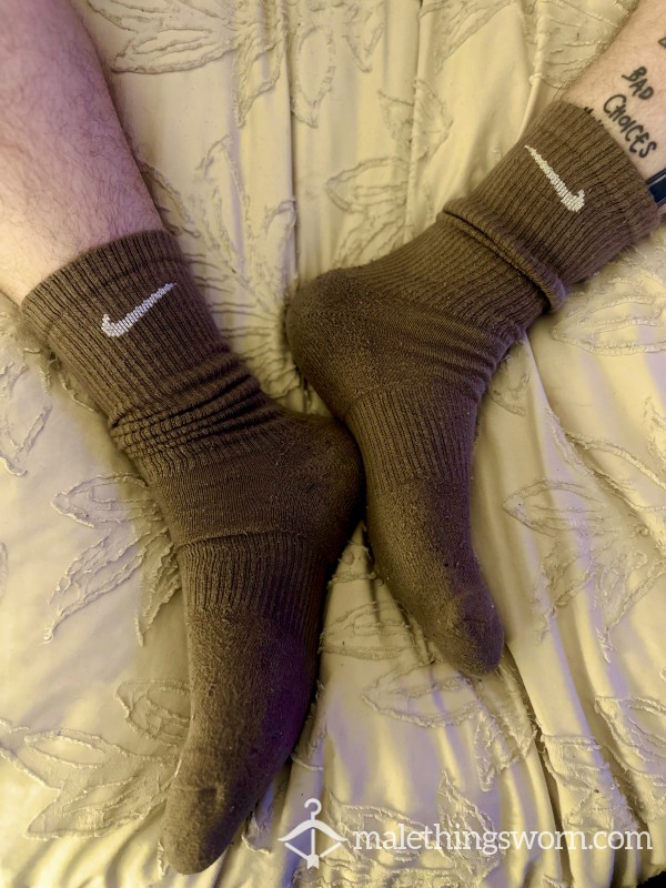 🧦 48hr Worn Stinking Sweaty (Brown) Nike Socks 🧦