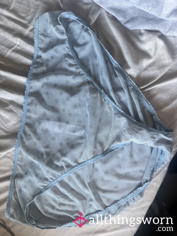 24hrs Worn Blue Heart Panties XL