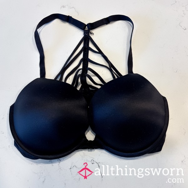 $25 Victorias Secret Black And Strappy D Cup Bombshell Push Up, Worn By Lesbian Couple!