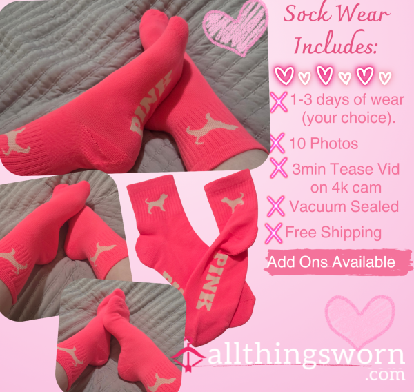 $25 VS Hot Pink Cotton Socks