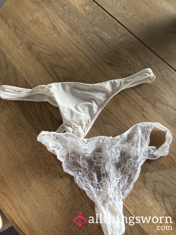 2x Heavily Worn White Thongs