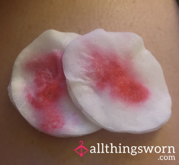 2x Used Cotton Pads - Nail Polish Toes