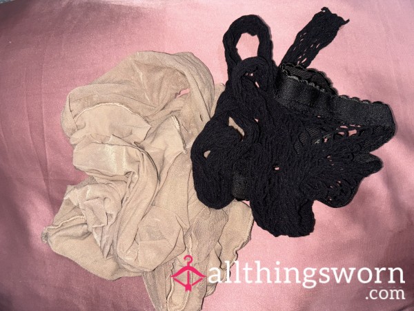 2x Well Worn Nylon Pantyhose Nylon And Fishnets