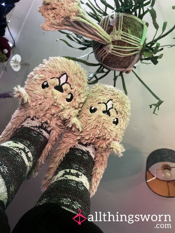 2yr Old Fluffy Teddy Bear Slippers 🐻🎀
