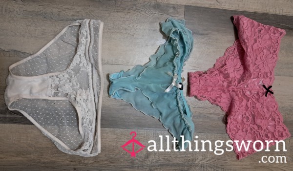 3 Cute Pairs Of Well-worn To Choose From. Pink, Light Blue, Or White.  2-day Wear And Shipping Included For $22!