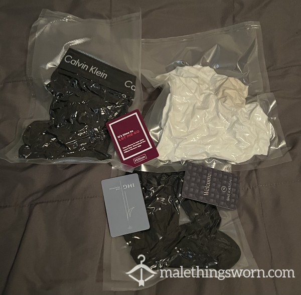 3 Day Old Flight Attendant Underwear, Socks And V-neck With Hotel Key