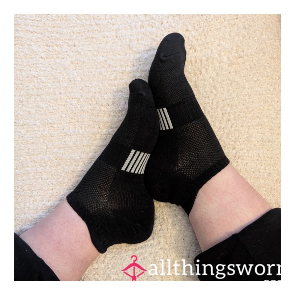 💋 3-Day Worn Black Ankle Socks - 🎥🍭 Special Extras Available!