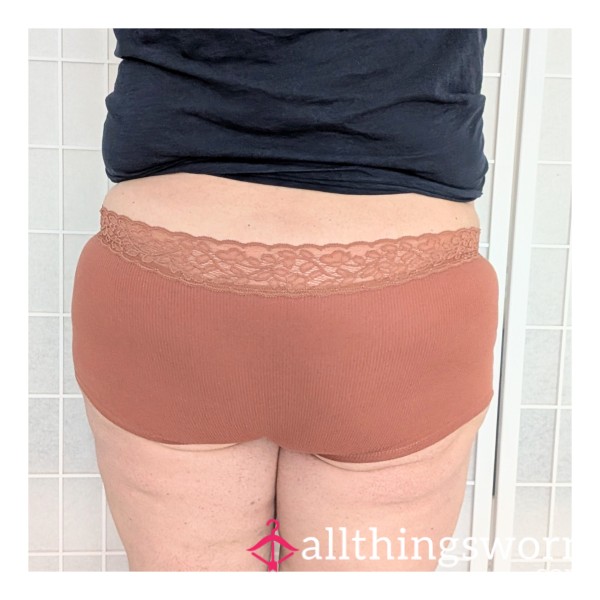 💋 3-Day Worn Brown Basic Panty - 🎥🍭 Special Extras Available