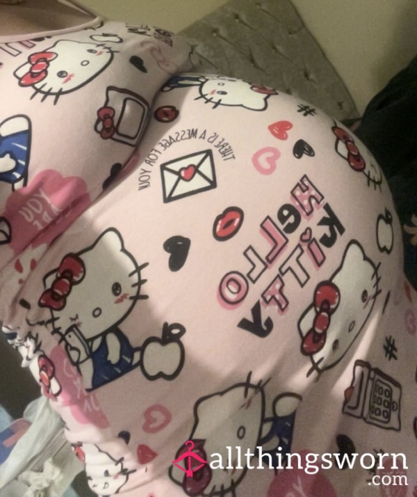 3 Day Worn Hello Kitty Pj Night Strappy Vest Worn By Pregnant Milf