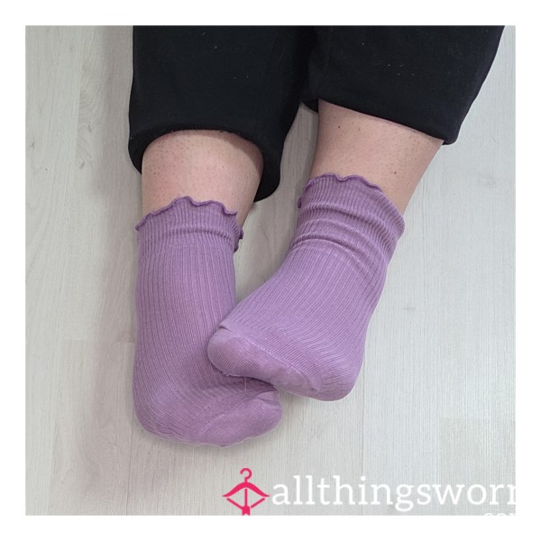 💋 3-Day Worn Lilac Sweet Socks - 🎥🍭 Special Extras Available!