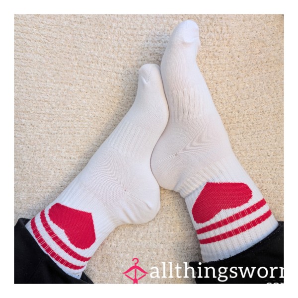 💋 3-Day Worn Red Heart Socks - 🎥🍭 Special Extras Available!
