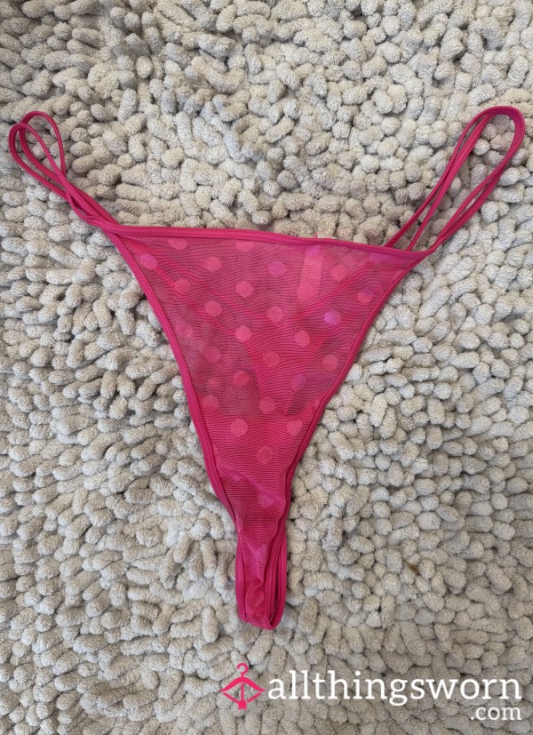 3 Days PREWORN Pink Mesh Thong, XXL, VS