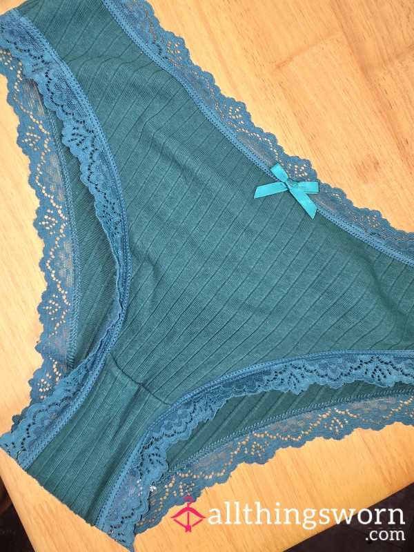 3 Days Straight: Saturated Teal Lace Panties 💙 Unwashed & Sealed