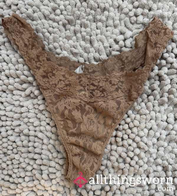 3 Days Worn Nude Hanky Panky Lace Thong