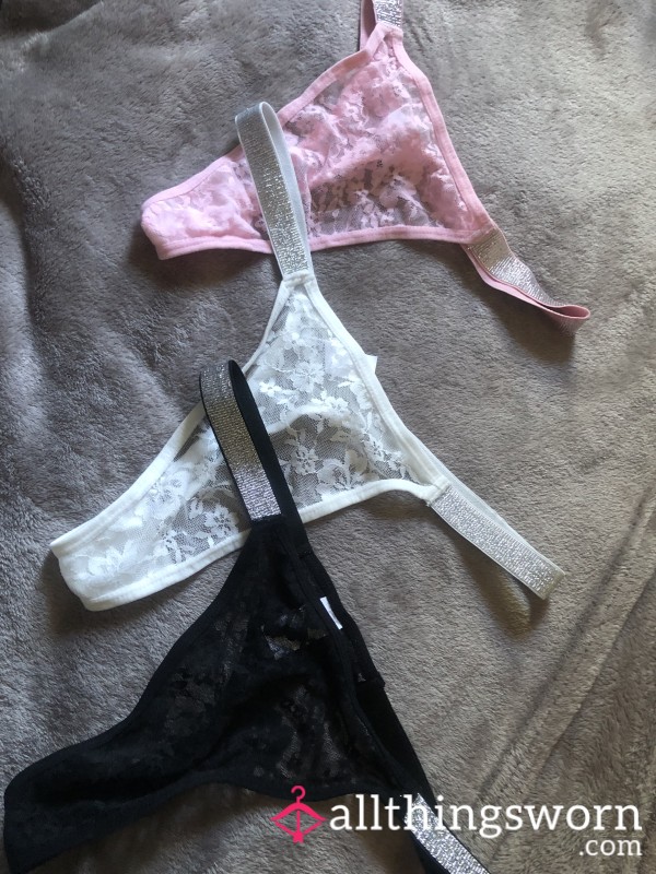 3 Pack Pretty Embellished Lace Thongs