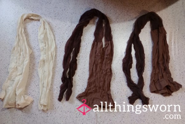 3 PAIR OF WORN NYLONS