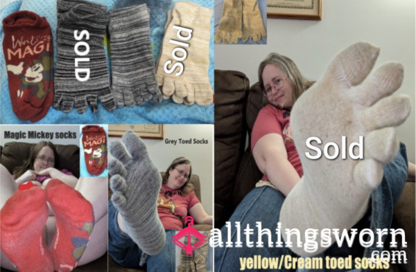 3 Pairs Of Socks For Sell With Toed Socks S/H Included!