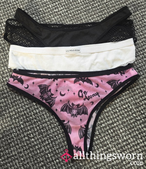 3 Pairs Panties Thongs Highly Scented 👃24H Each. Extras Available 💦