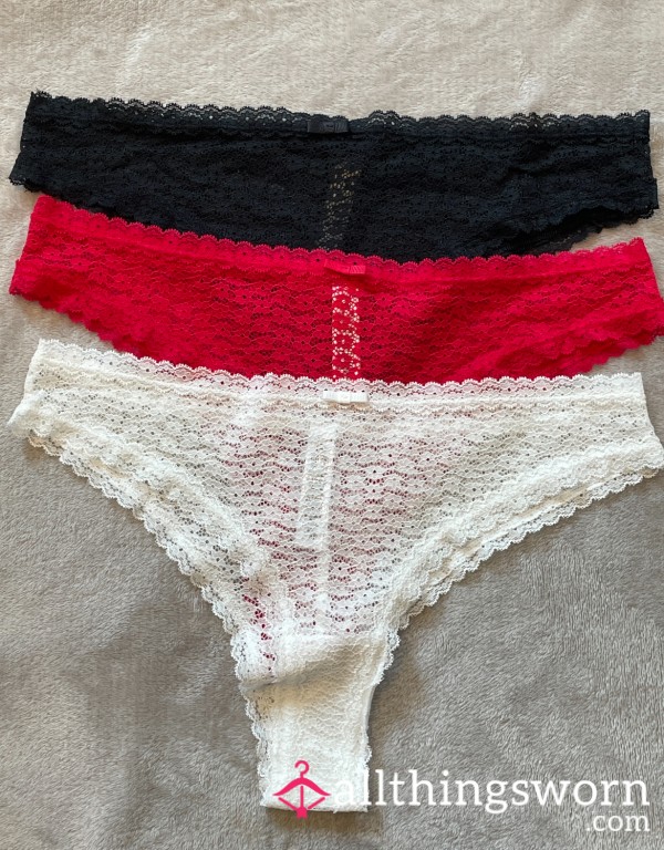 3 Panties Subscription Deal - Red, Black And Ivory As Shown