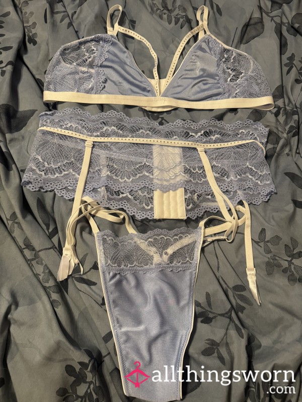 3 Piece Baby Blue Rhinestone Set