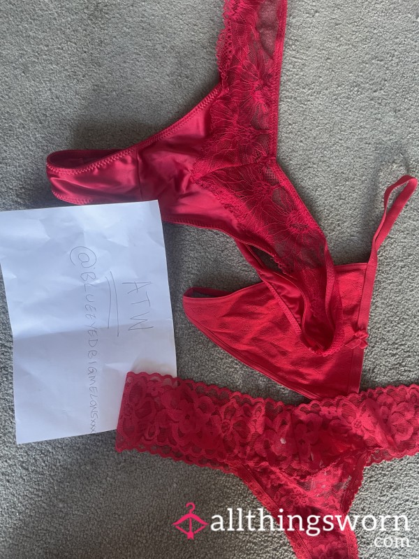 3 Red Thong Deal Worn 2 Days