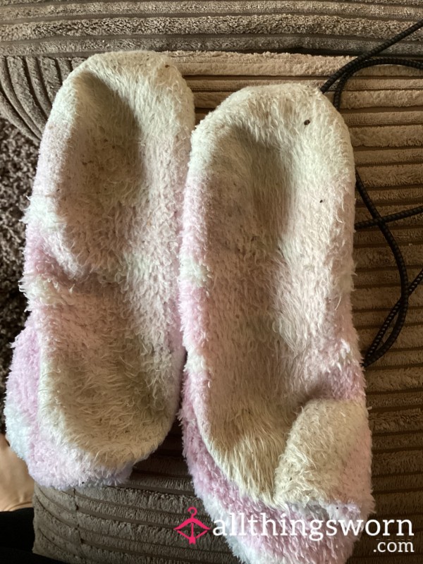 3 Weeks Worn Dirty Pink Fluffy Heart Socks