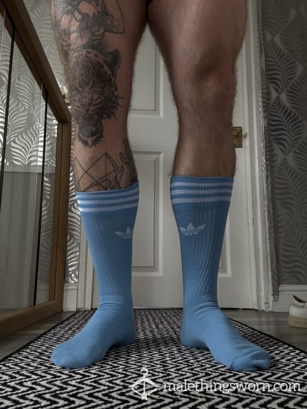 3 White Stripes - Blue Adidas Socks