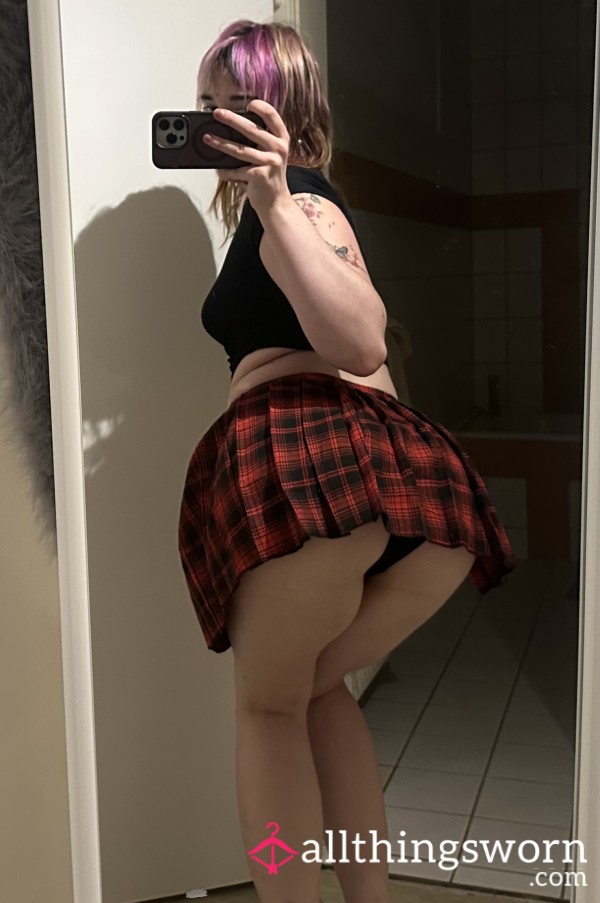 3 Years Worn Red Plaid Skirt (with Shorts)