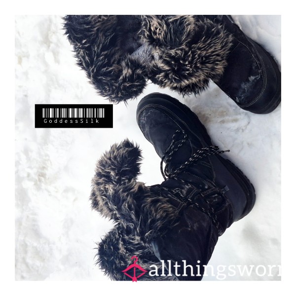3 Years Worn - Size 12 Sweaty & Funky Winter Boots - Salt Stained