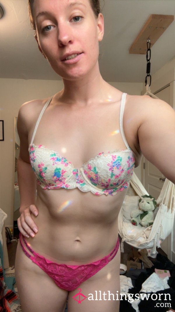 $30 Pink And White Bra