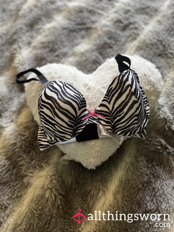 34D Padded Black And White Stripe Bra