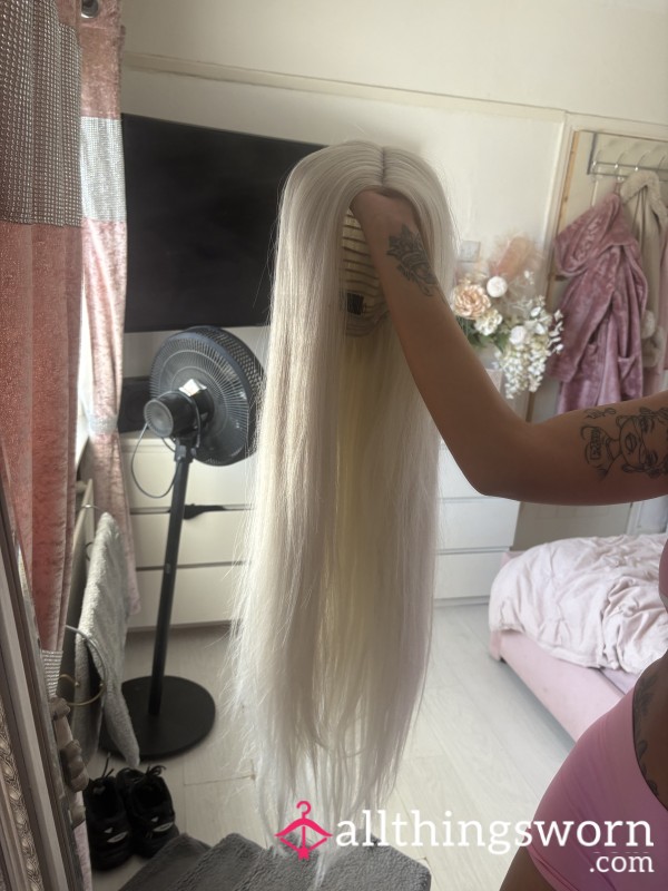 38” White Wig For You Sissys😉👸🏼