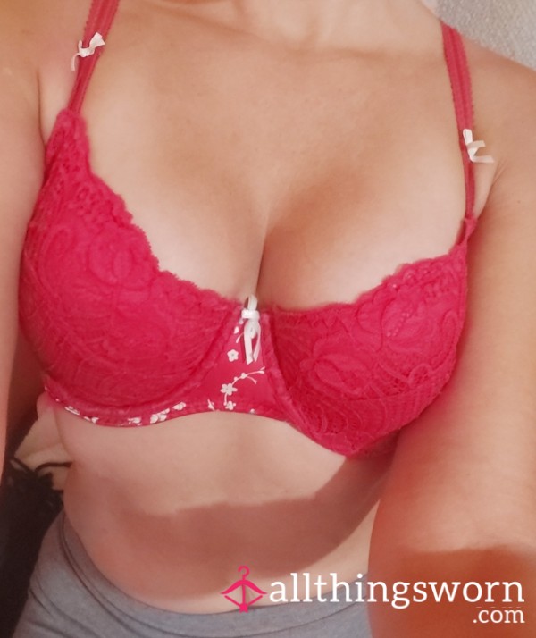38B Red Lace Silky Sides Bra