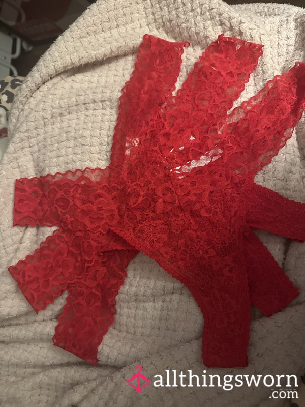 3x Red Lace Thong
