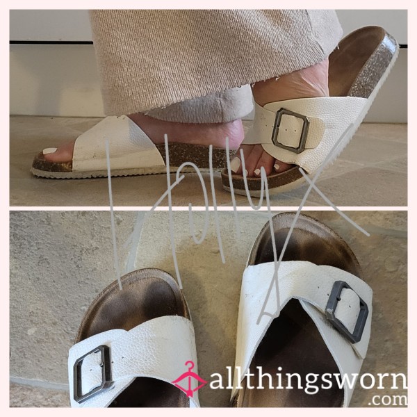 3yr Worn White Dirty Summer Flats