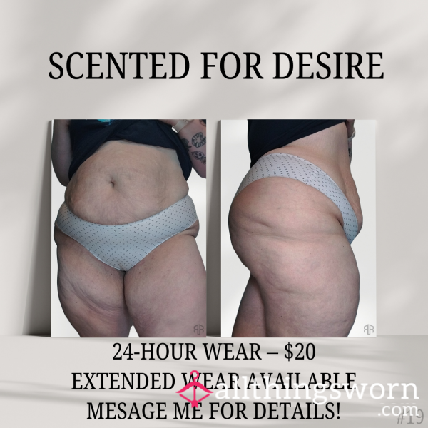 Worn White Cheeky Panties – 24HR Soft & Scented With Cute All-Over Print