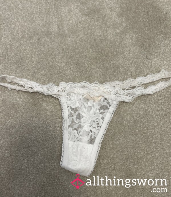 4 Day Wear White Lace Thong