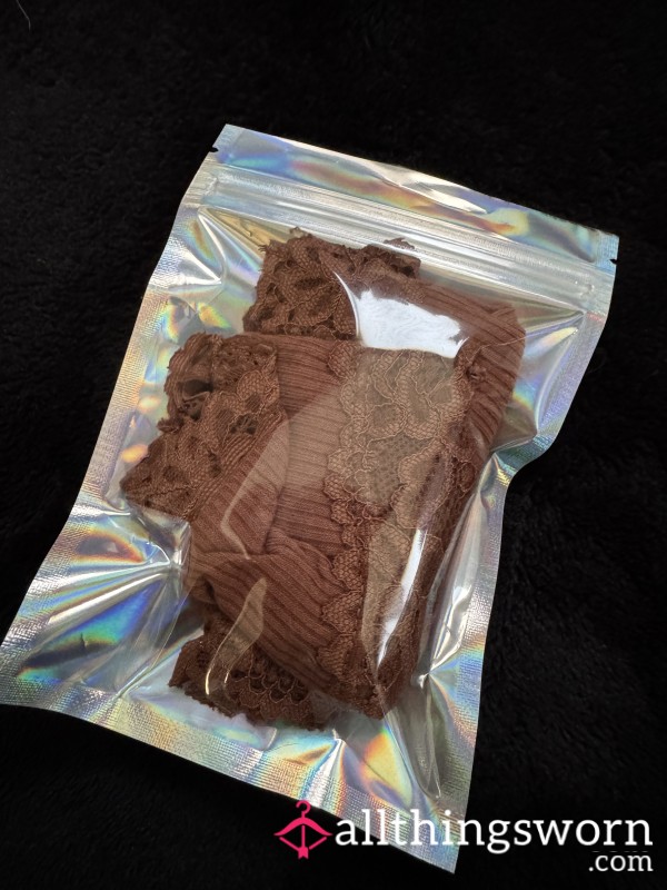 SALE!! 4 Days Worn Dirty Creamy L Brown Cheekie Full Back Panties